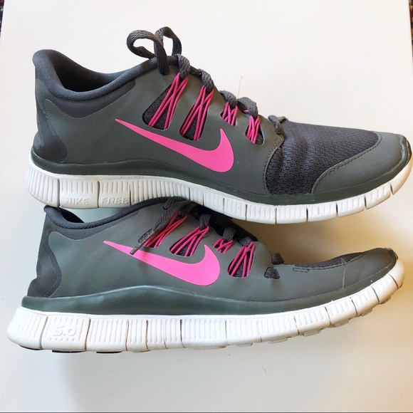 Nike Shoes - Nike Free 5.0 Gray Pink Running Shoes